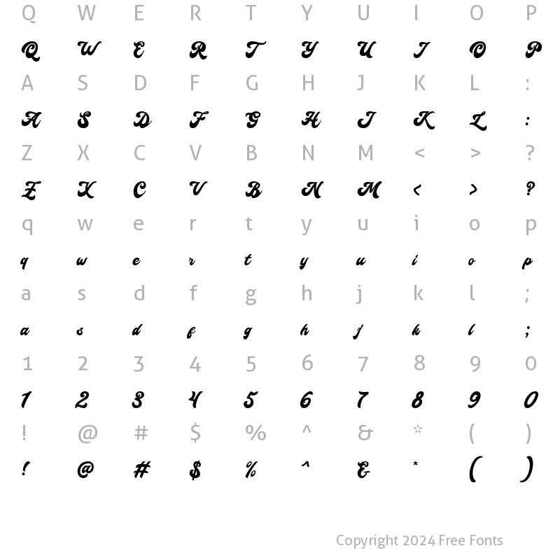 Character Map of Slothdown Baby Regular