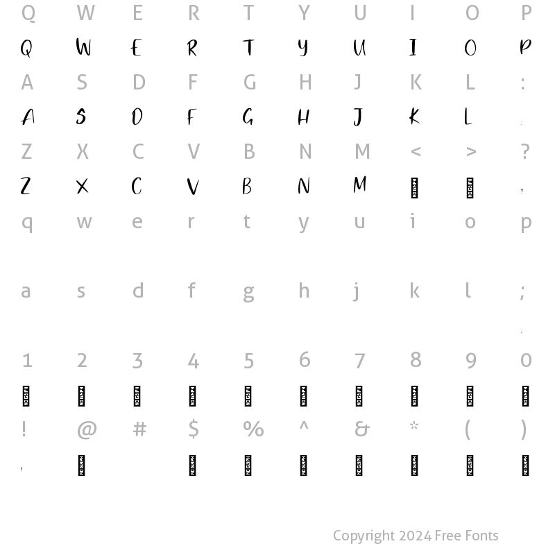 Character Map of SLOWLY Regular