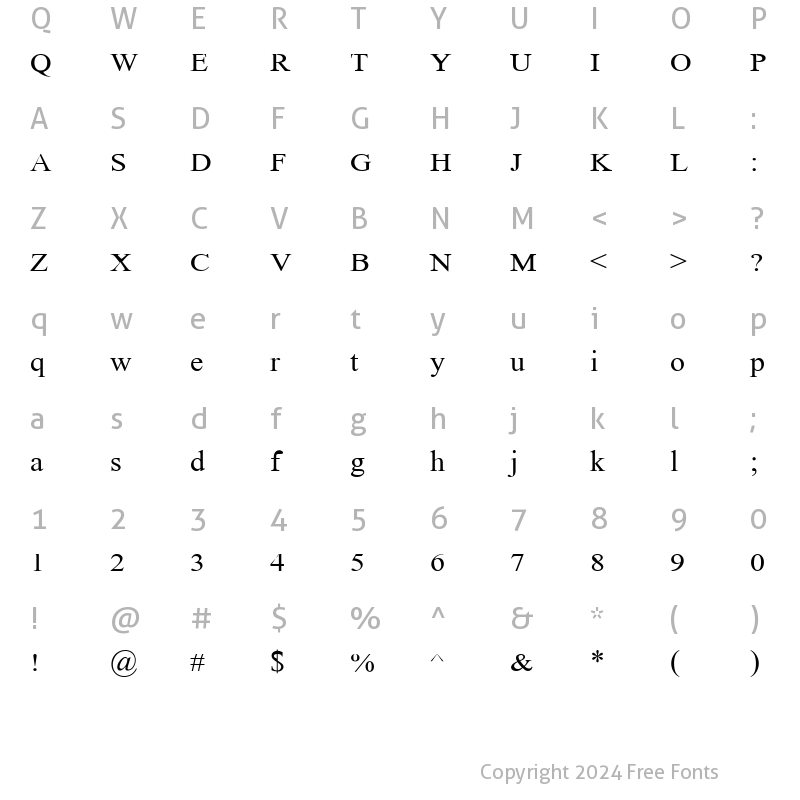 Character Map of SLSCII1134a Regular