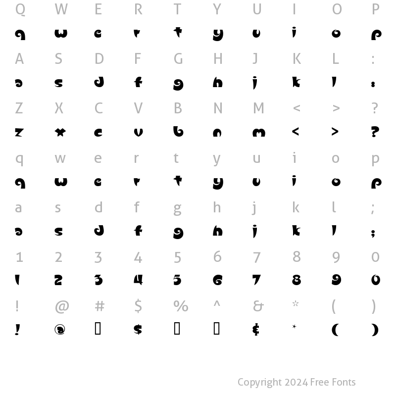 Character Map of Slugfest Itc Regular