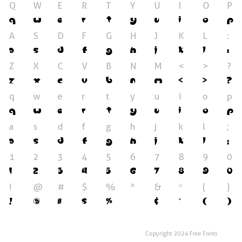 Character Map of Slugfest NF Regular