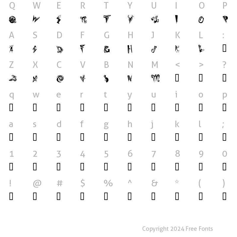 Character Map of Slumgullion Regular