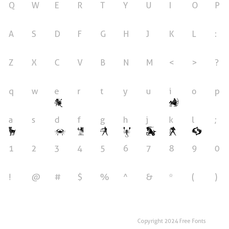 Character Map of SLZodiacStencils Regular