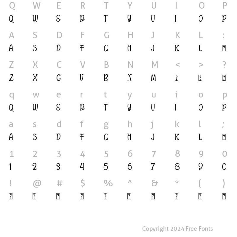 Character Map of Smart home Display Regular