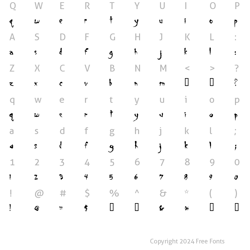 Character Map of Smegalomania Regular