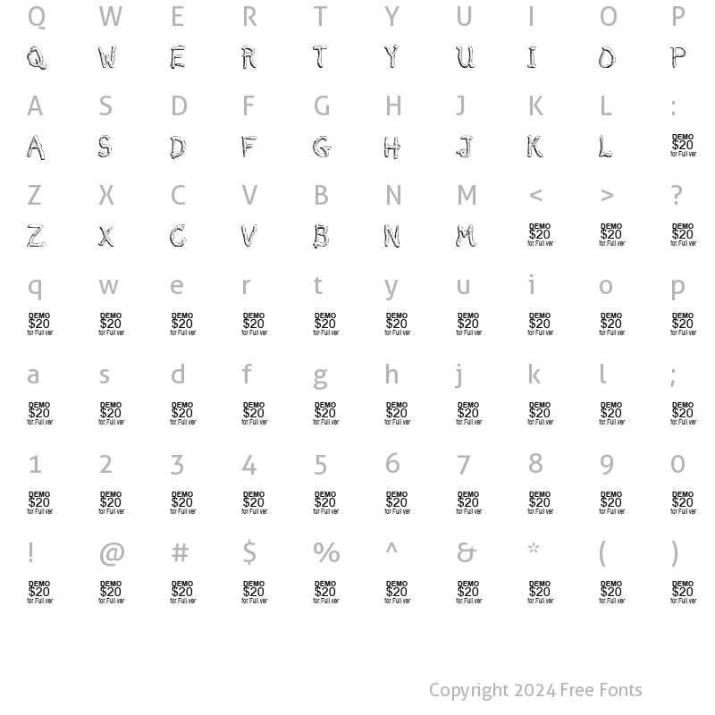 Character Map of Smelted Demo Regular