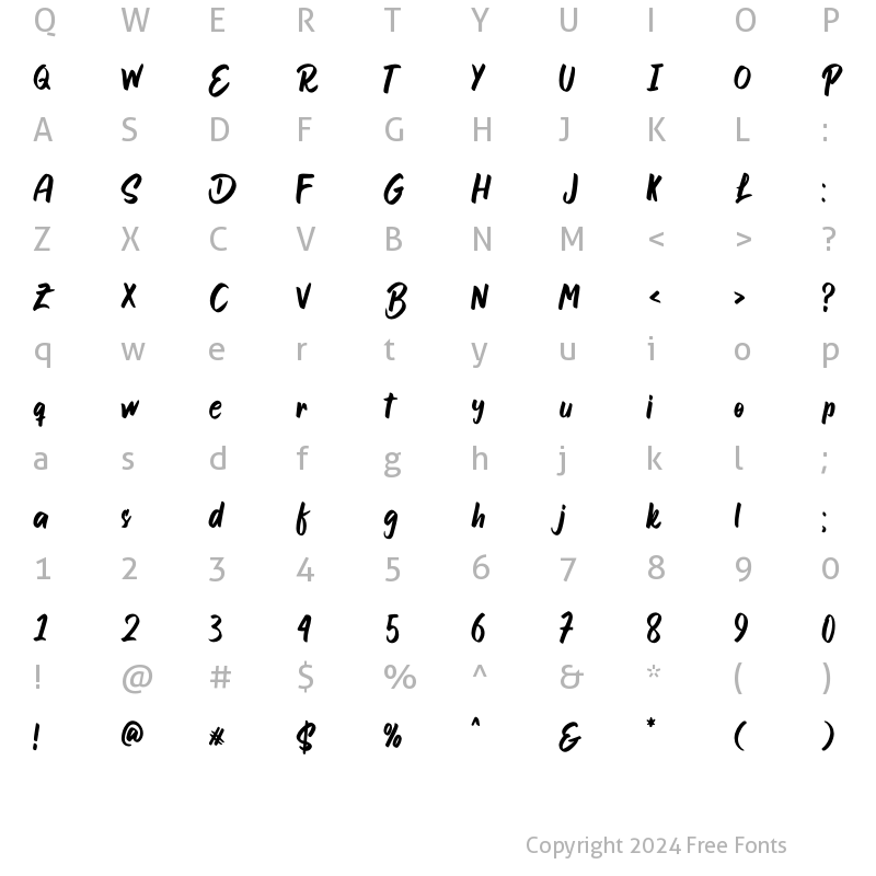 Character Map of Smile Candy Regular