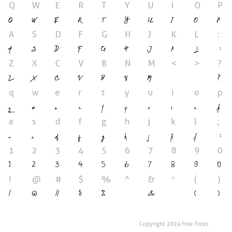 Character Map of Smile of Cinderella Regular