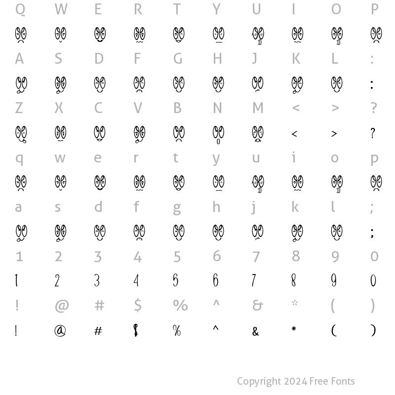 Character Map of SMILE SCHOOL EXTRAS Regular