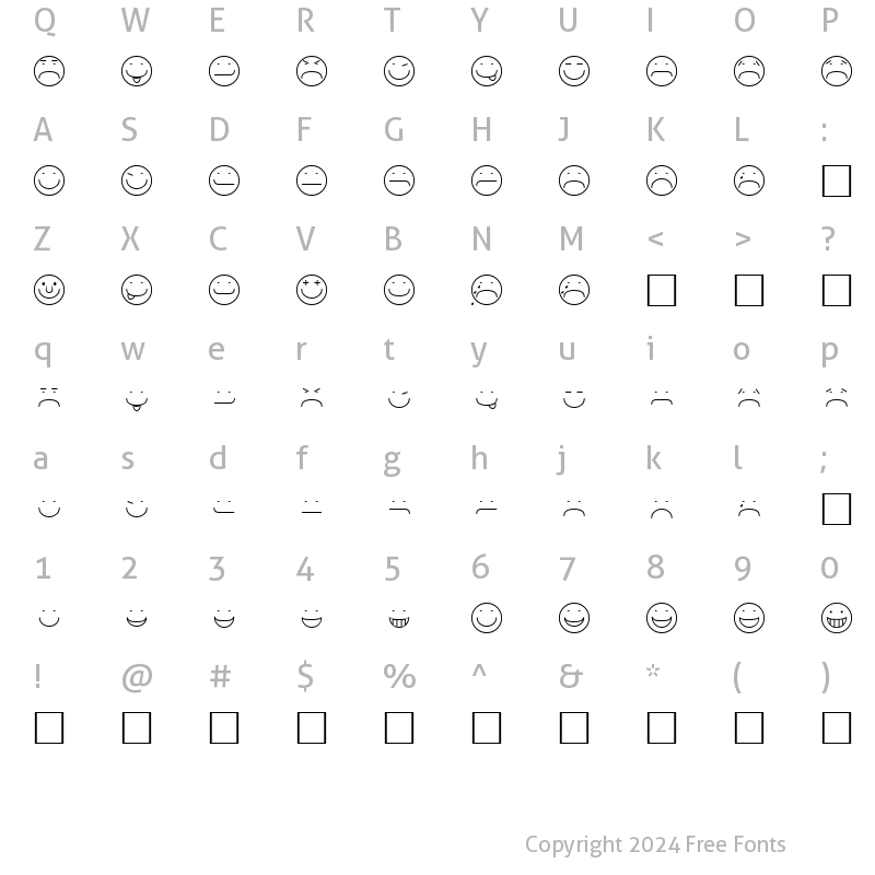 Character Map of Smiley Regular