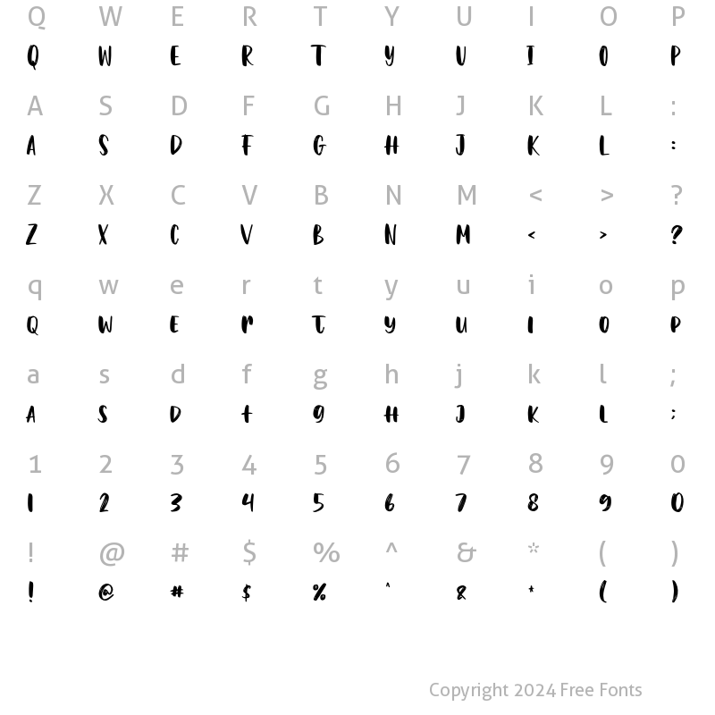 Character Map of Smithmagis Regular