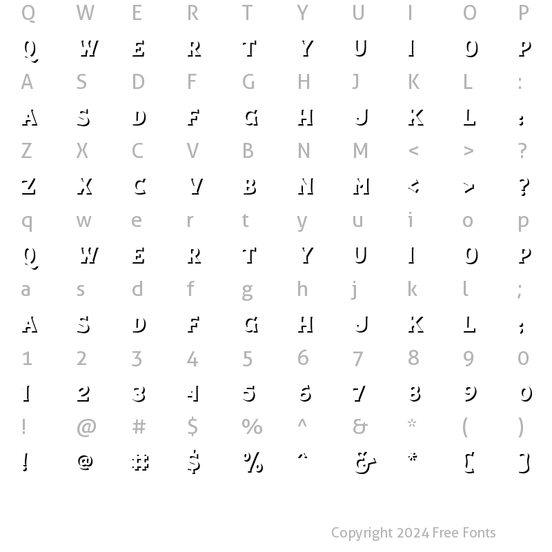 Character Map of Smithsonian Shadow Regular