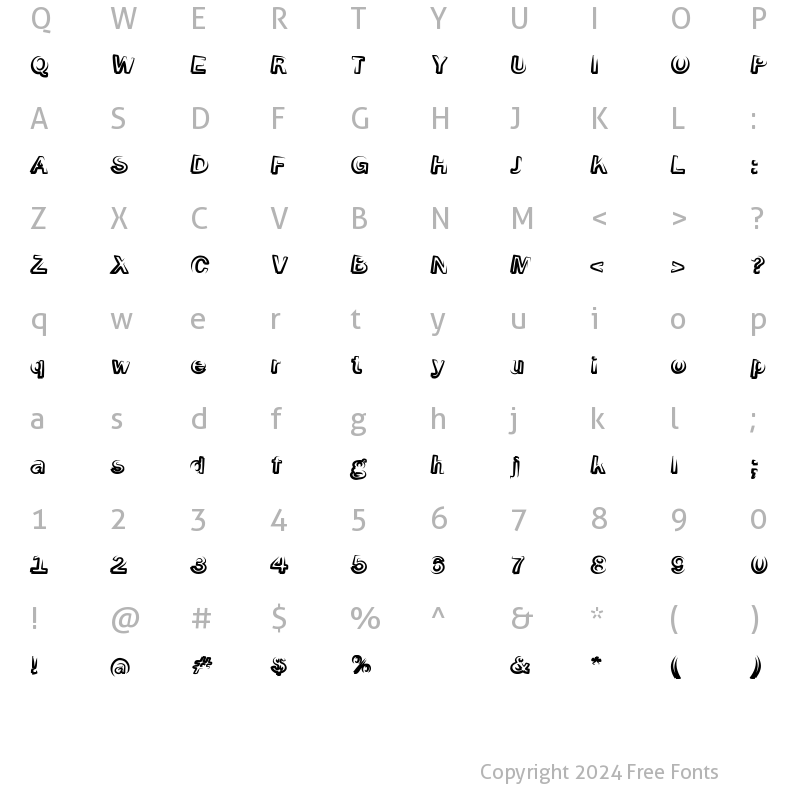 Character Map of Smoke-ScreenObl Regular