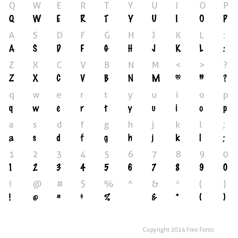 Character Map of SmoothFeltThin Regular