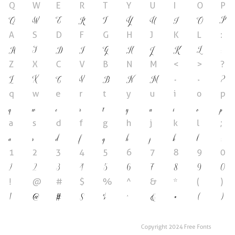 Character Map of Smoothline Script Regular