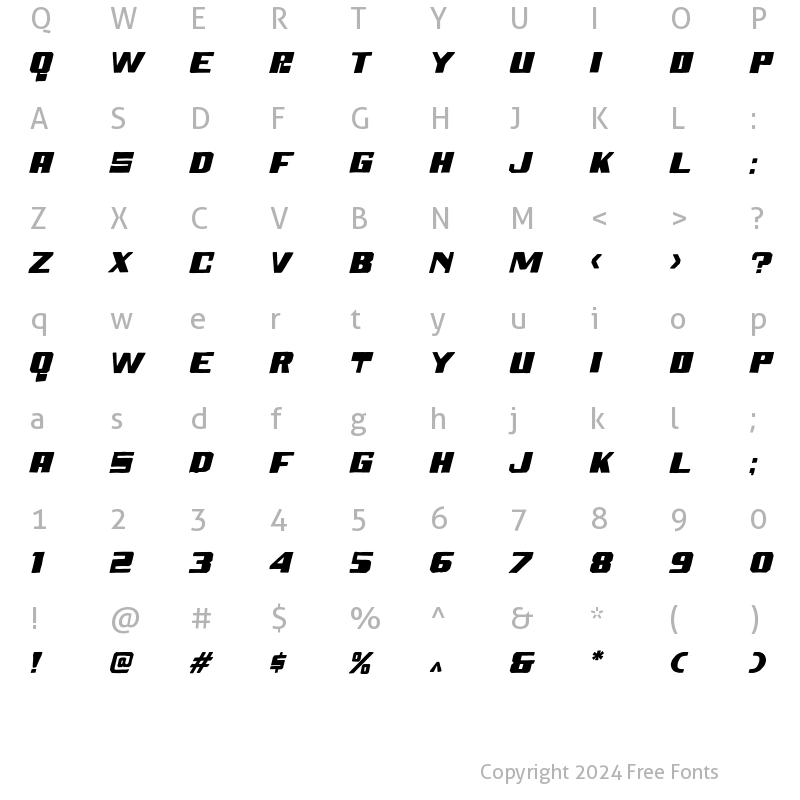 Character Map of Smurtens Slant