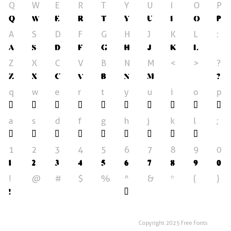 Character Map of Snafu Regular