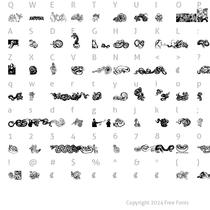 Character Map of Snakepit Regular