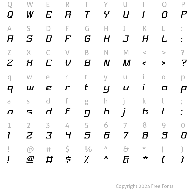 Character Map of Snape Shock Italic