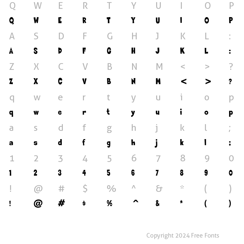 Character Map of Sneakerhead BTN Condensed Regular