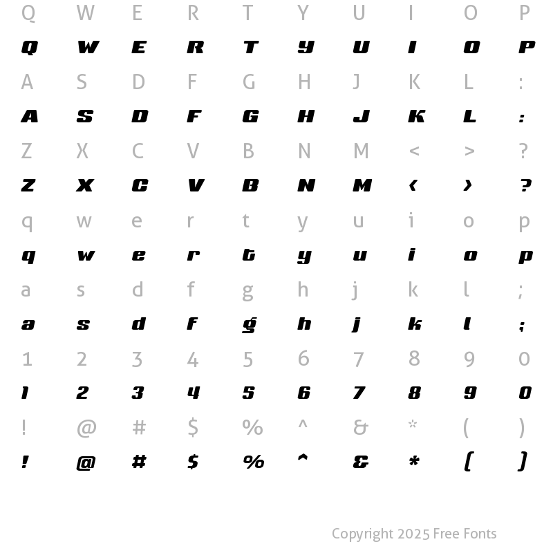 Character Map of Sneakers Medium Italic