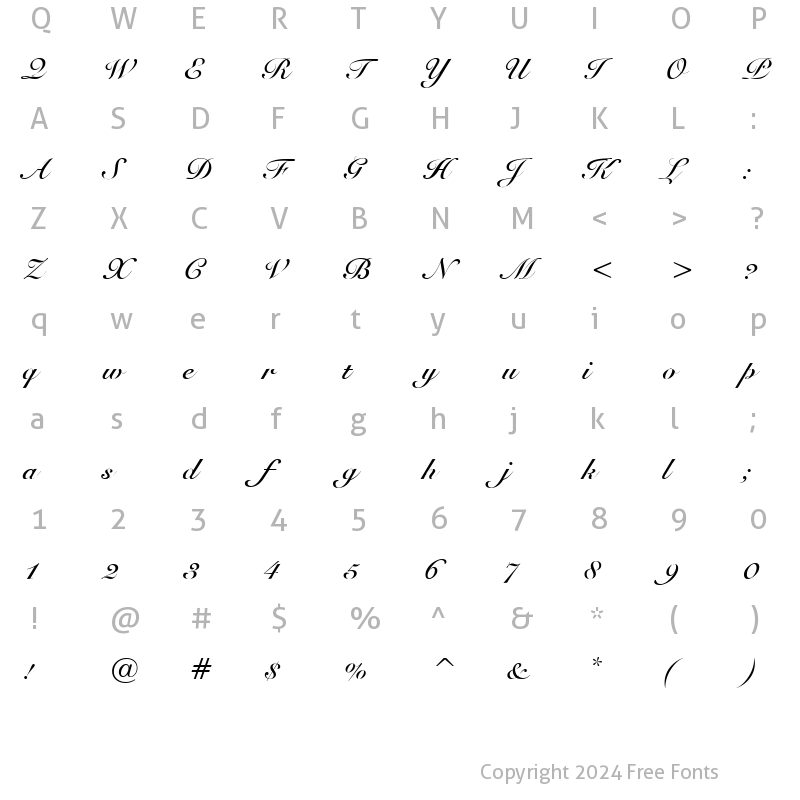 Character Map of Snell Bold BT2 Regular