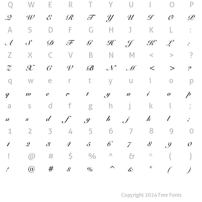 Character Map of Snell Bold