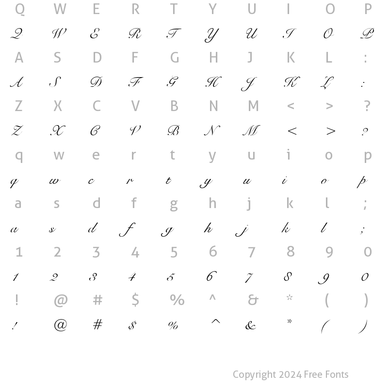 Character Map of Snell BT2 Regular