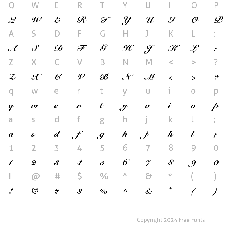 Character Map of Snell Roundhand Black Script Regular