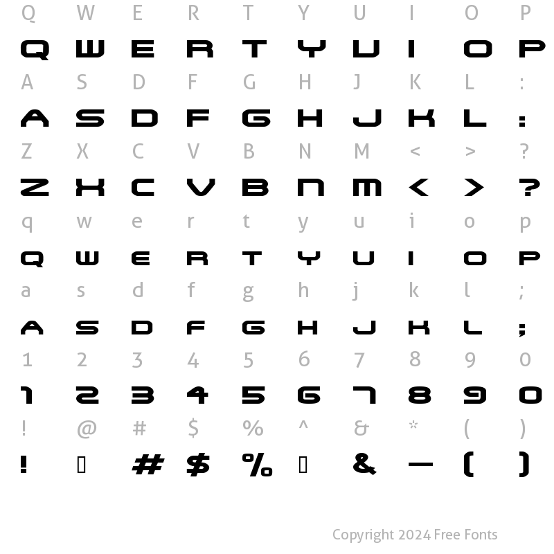 Character Map of SNFUExtended Regular