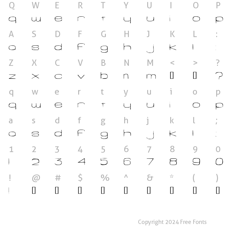 Character Map of Snigset Regular