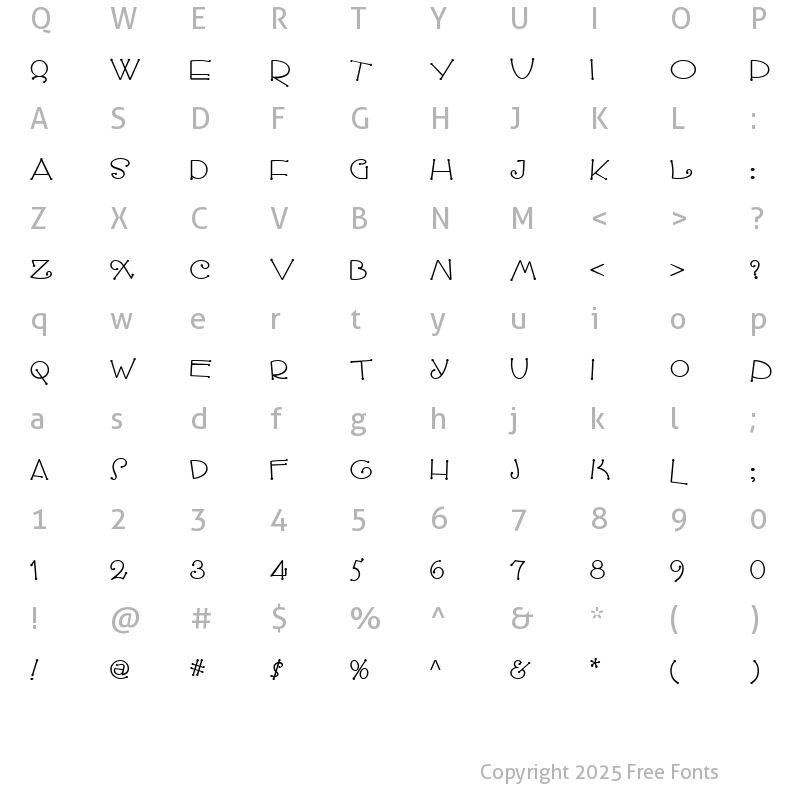 Character Map of SnoodleToonsNF Regular