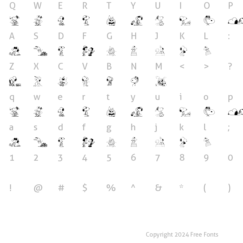 Character Map of Snoopy Dings Regular