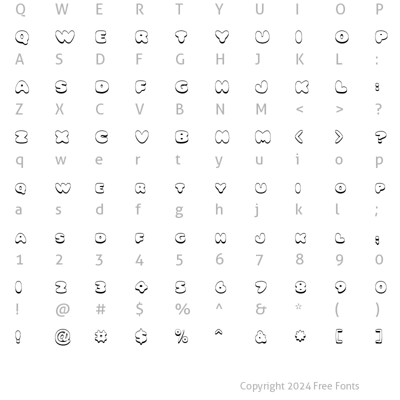 Character Map of Snoopy Regular