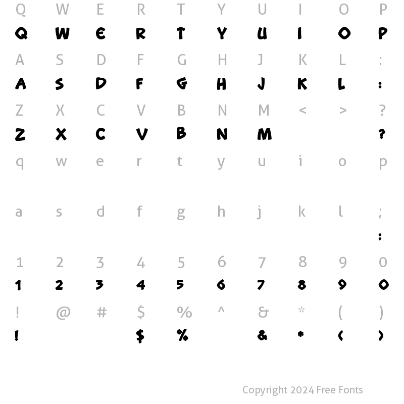 Character Map of Snootchie Bootchies Bold Regular