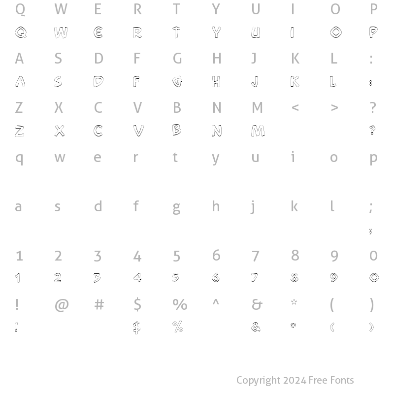 Character Map of Snootchie Bootchies Outline Regular