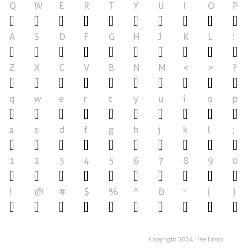 Character Map of Snow Blind Regular