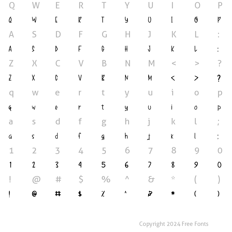 Character Map of Snow In The Dark Regular