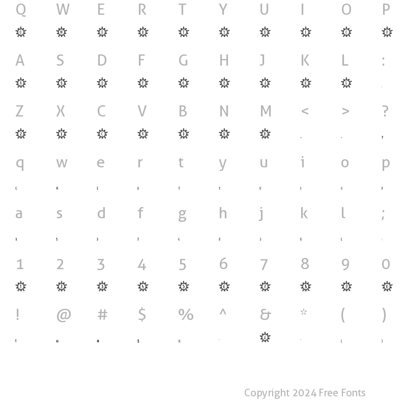 Character Map of Snow Mono Regular