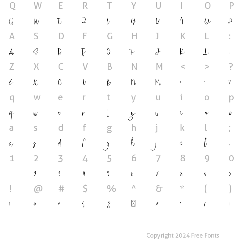 Character Map of Snowdem Christmas Script