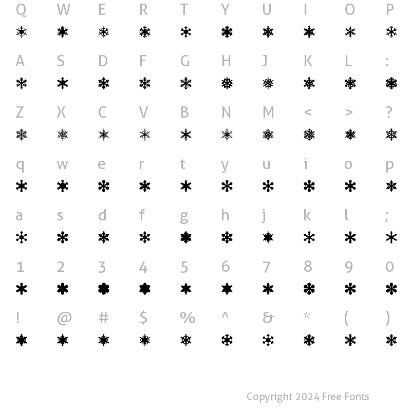 Character Map of SnowflakeAssortment Regular