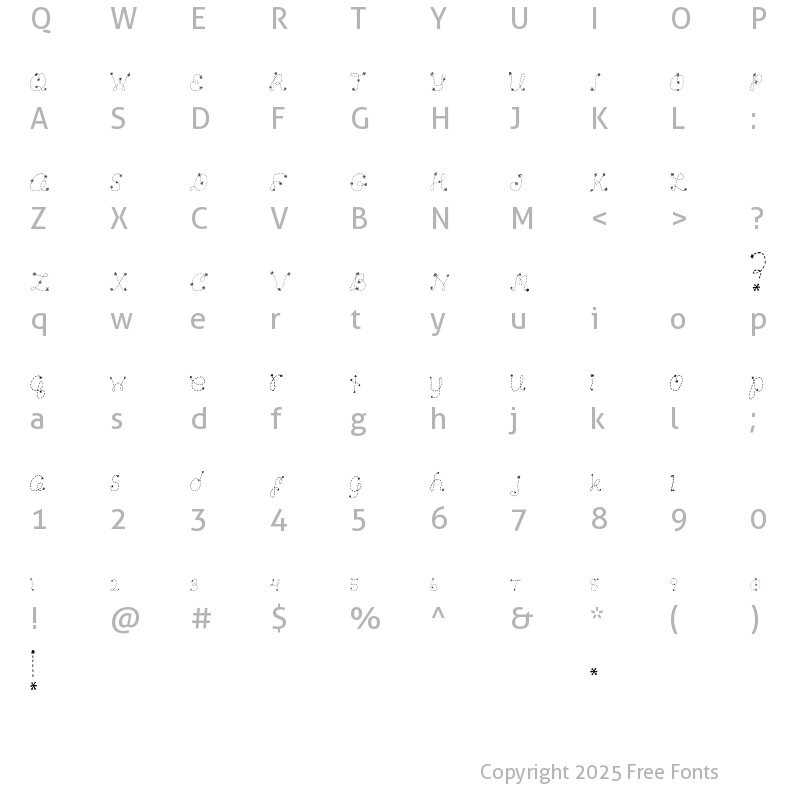 Character Map of Snowflakes Snowflakes