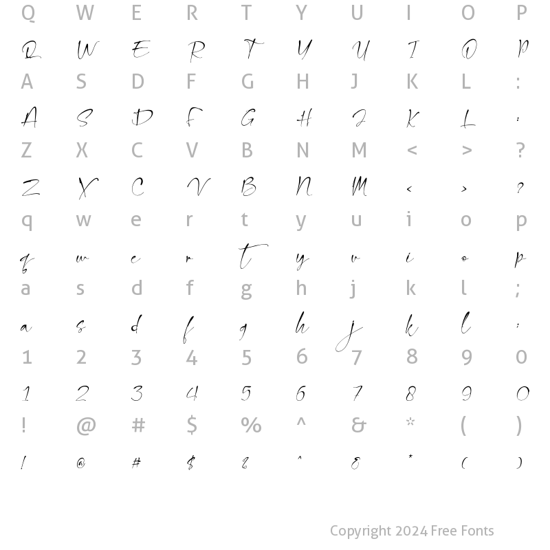 Character Map of snowland Italic