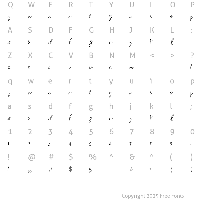 Character Map of Snowshoe Regular