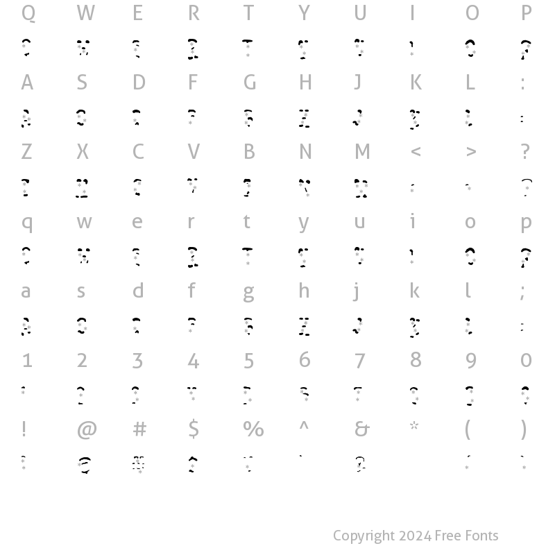 Character Map of Snowy Night Overlay Regular