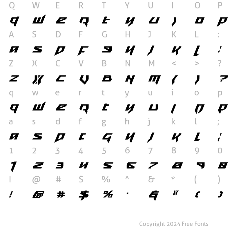 Character Map of Snubfighter Bold Italic Bold Italic