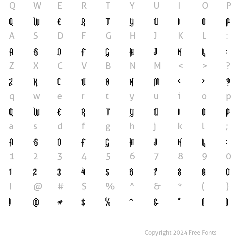 Character Map of Snubhore Regular