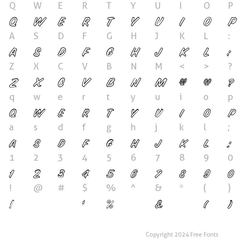 Character Map of SnyderSpeed-Out Regular