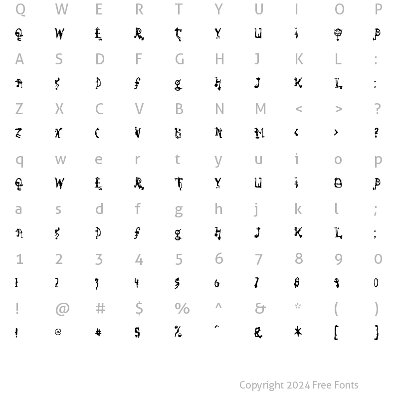 Character Map of So Run Down Regular