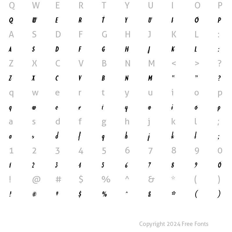 Character Map of Soda Script Bold